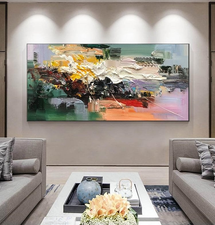 Hand Painted Large Original Nordic Colorful Abstract Painting For Living Room Contemporary Oil Paintings