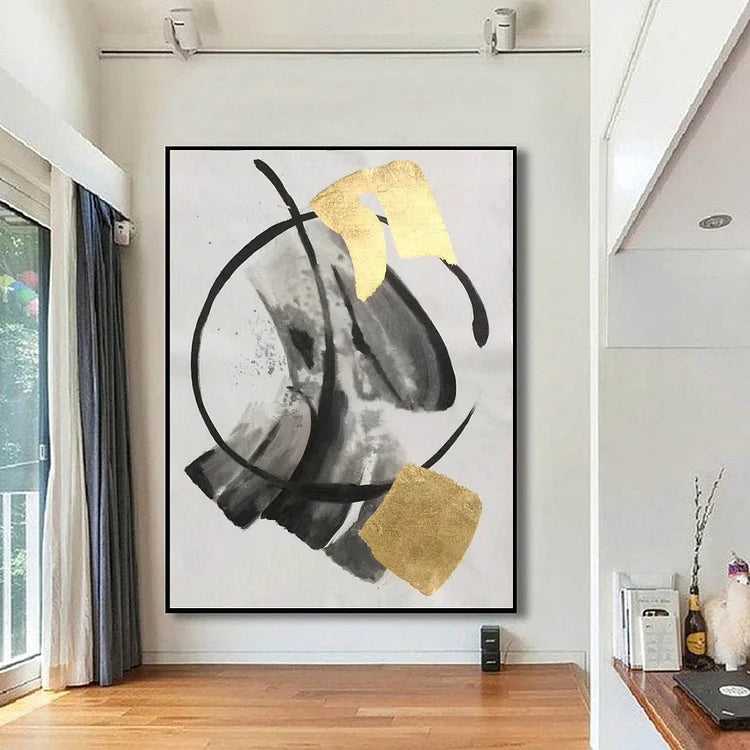 Modern abstract painting on canvas, gold painting, large abstract canvas art, contemporary art hand painted, bedroom painting