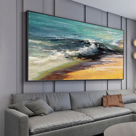 Original Large Sea Level Landscape Painting,Sea Landscape Painting,Large Wall Sky Sea Painting