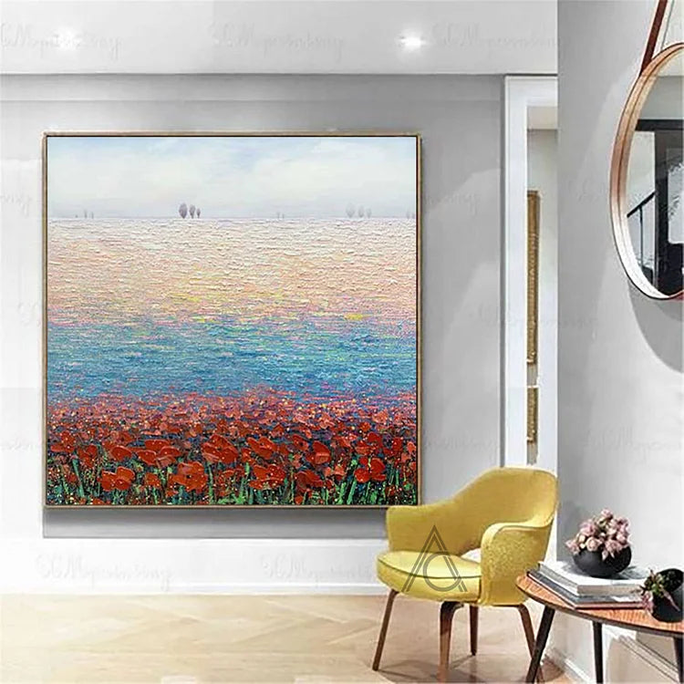 Oversize landscape wall art natural painting oil original flower painting on canvas flower wall art knife painting Bedroom Wall Decor