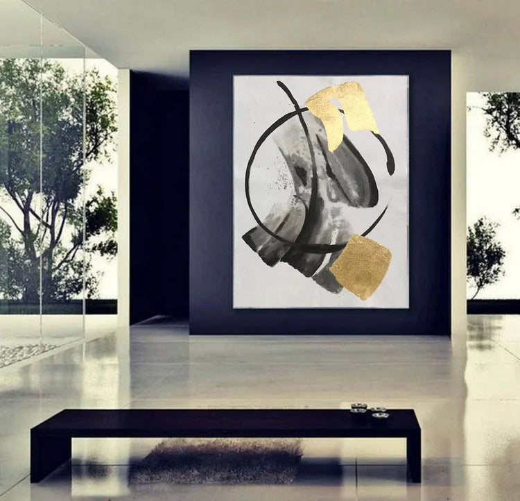 Modern abstract painting on canvas, gold painting, large abstract canvas art, contemporary art hand painted, bedroom painting