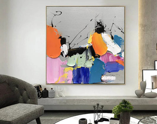 Original abstract canvas art, large colorful painting on canvas, textured wall art painting, modern abstract painting on canvas