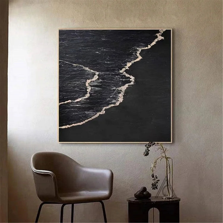 Large black art abstract painting large Black abstract painting contemporary Minimalist abstract painting Black wall art textured wall art