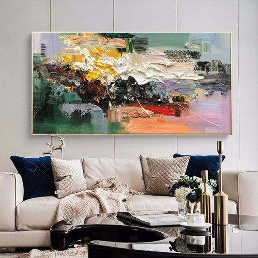 Hand Painted Large Original Nordic Colorful Abstract Painting For Living Room Contemporary Oil Paintings