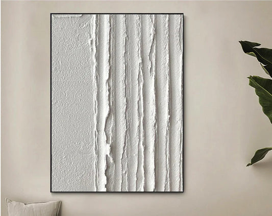 Large White Painting White Abstract Art 3D White Textured Painting White Textured Wall Art
