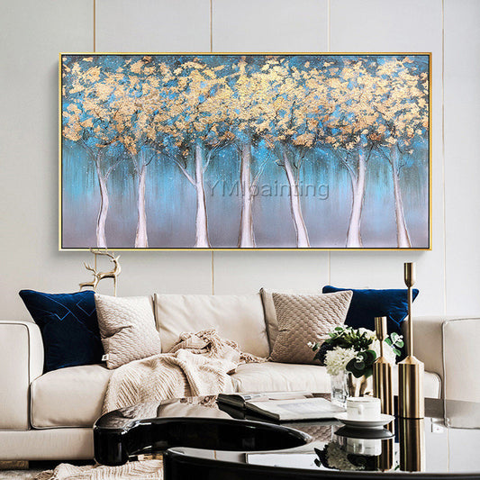 Gold painting,blue tree painting,textured tree painting,gold leaf tree painting,teal wall art,blue painting,tree of life painting