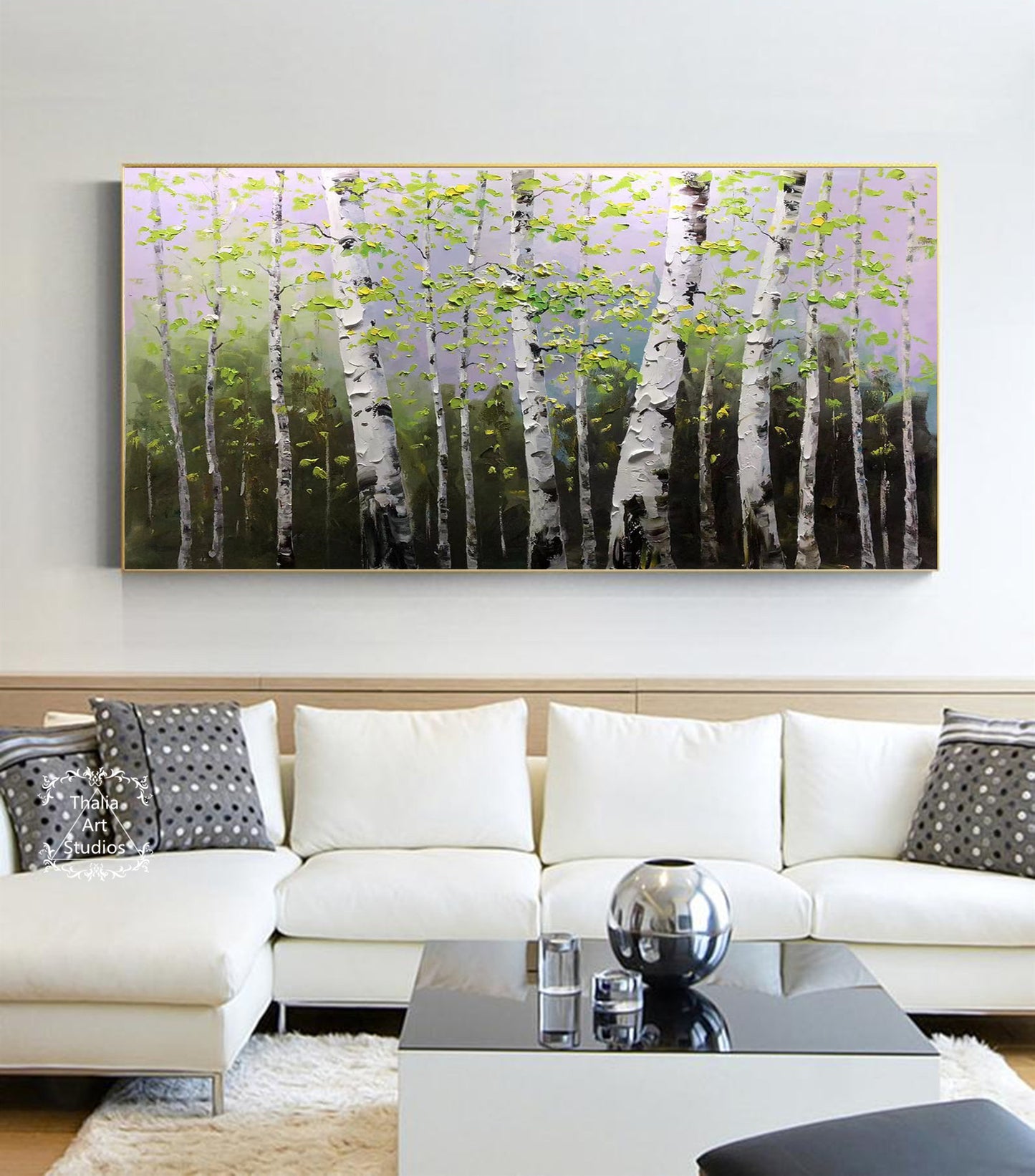 Large Abstract Birch Tree Painting Birch Abstract Painting Landscape Forest Painting Modern Texture Abstract Painting Palette Knife Painting